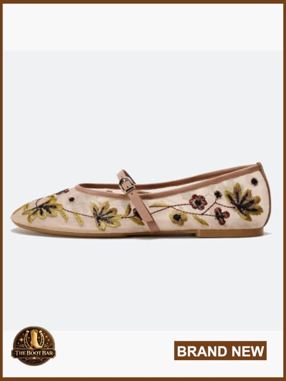 Women's Embroidered Floral Mesh Ballet Flats Round Toe Slip On Comfortable - Picture 3 of 7